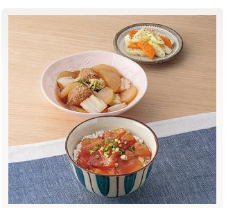 まぐろの漬け丼-五目野菜肉団子のうま煮-セロリの二色炒め-｜食材宅配のヨシケイ-夕食ネット（レシピ・メニュー・献立付き）-09-24-2024_02_26_PM